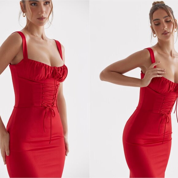 HOUSE OF CB VALENCIA RED ROSE CORSET DRESS - Picture 8 of 13